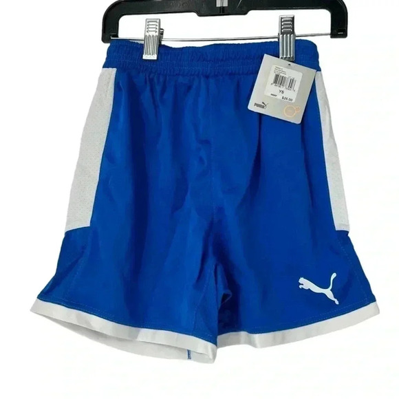 PUMA SHORTS BOYS SMALL BORUSSIA YOUTH ROYAL BLUE WHITE BASKETBALL ATHLETIC - Picture 1 of 7